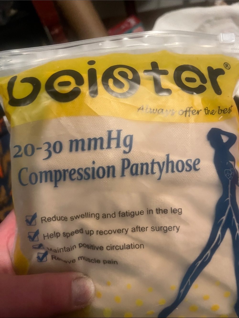 Beige 20-30 mmHg Compression Pantyhose 2 pairs new